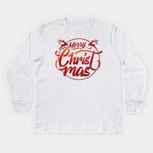 Merry Christmas Lettering with Colors Kids Long Sleeve T-Shirt